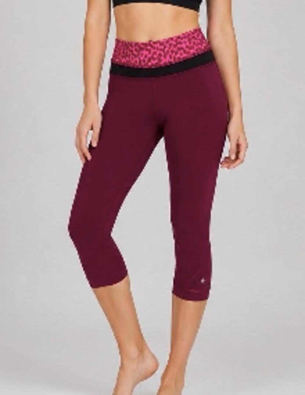 Lululemon Burgendy Crop Legging with Leopard Top Size 8 - Picture 1 of 9